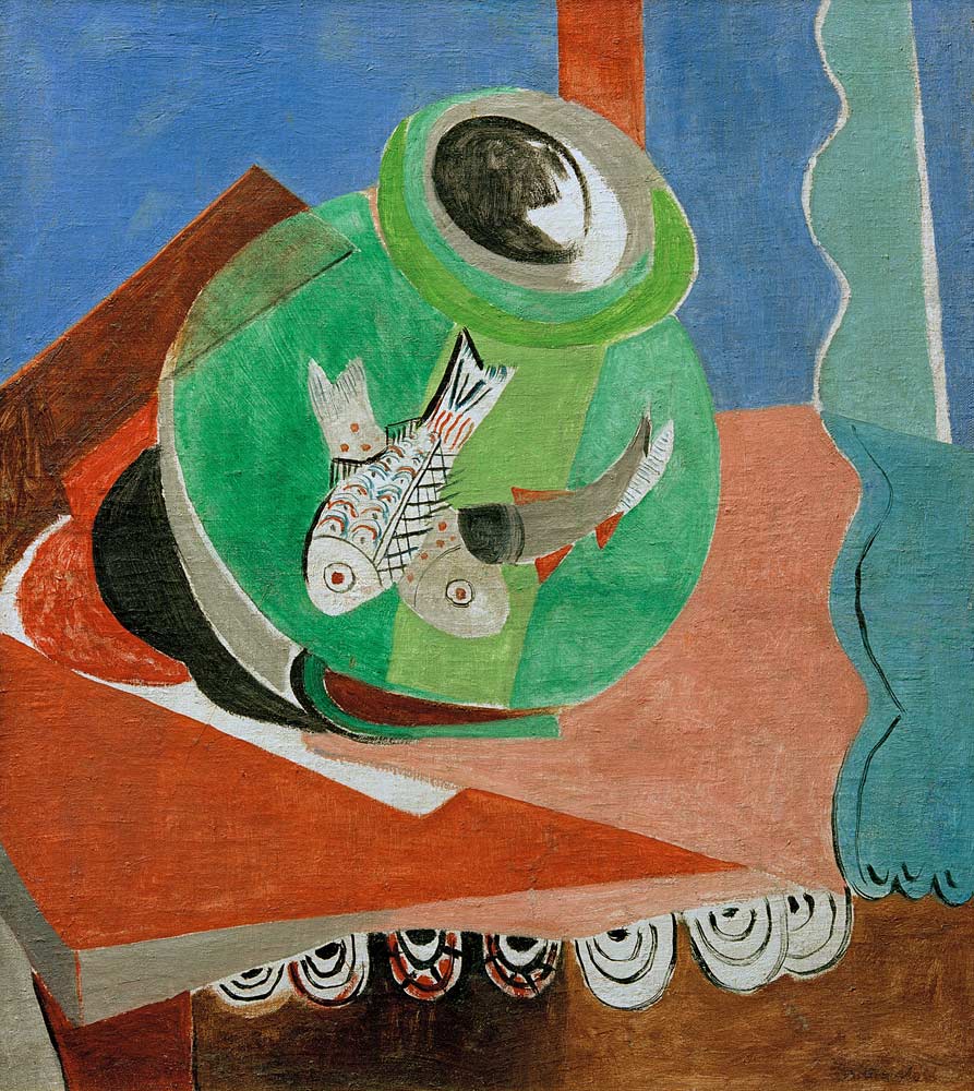 Fische im grünen Glas von Oskar Moll