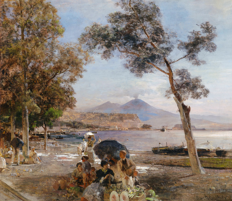 Abendstimmung am Golf von Neapel von Oswald Achenbach