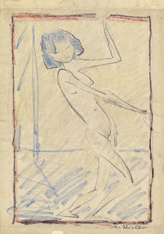 Nacktes tanzendes Mädchen von Otto Mueller