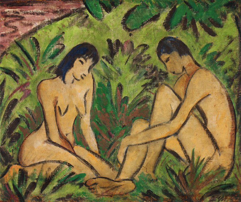 Zwei sitzende Akte. von Otto Mueller