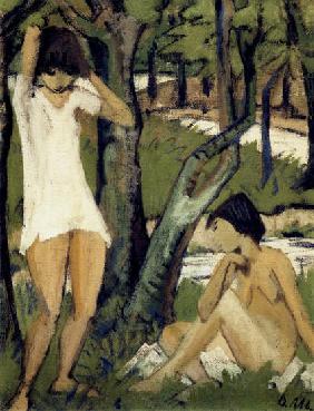 Zwei badende Mädchen (Mädchen im Hemd)