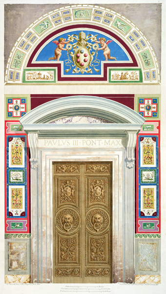 Doorway to the Raphael Loggia at the Vatican, from 'Delle Loggie di Rafaele nel Vaticano', engraved von P. Savorelli