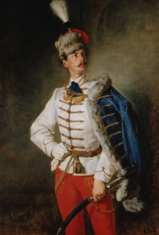 Bildnis von László in Husarenuniform. von Pál Szinyei-Merse