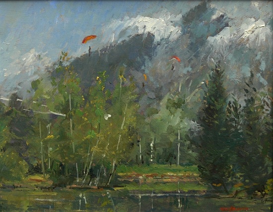 Hang gliders at Chamonix von  Pat  Maclaurin