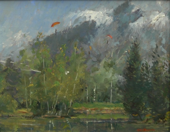 Hang gliders at Chamonix von  Pat  Maclaurin