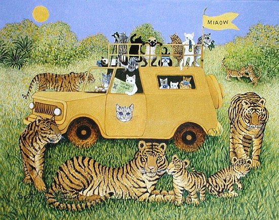 Cat Safari (oil on canvas)  von Pat  Scott