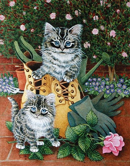Garden Helpers (oil on canvas)  von Pat  Scott