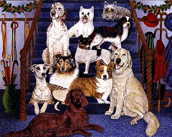 Tailwagger''s Club (acrylic on calico)  von Pat  Scott
