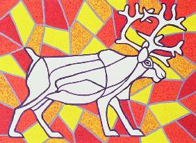 Reindeer on Stained Glass  - Pat  Scott