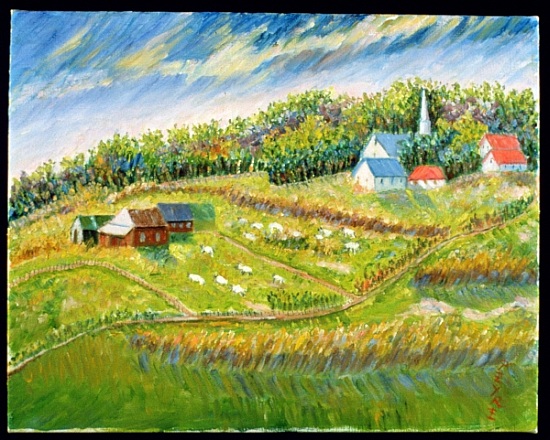 Farm with Sheep, Les Eboullement von  Patricia  Eyre