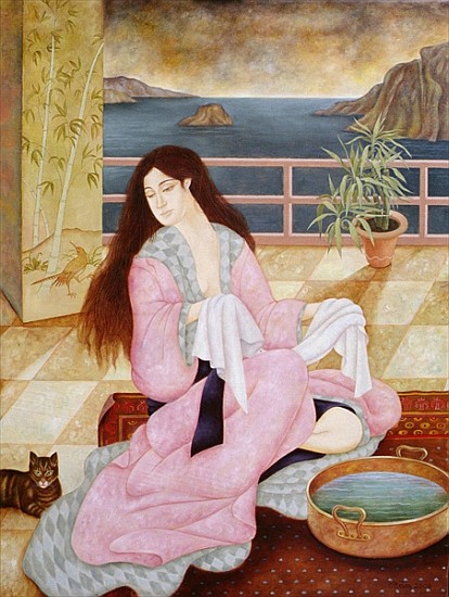 Woman washing her face (oil on canvas)  von Patricia  O'Brien