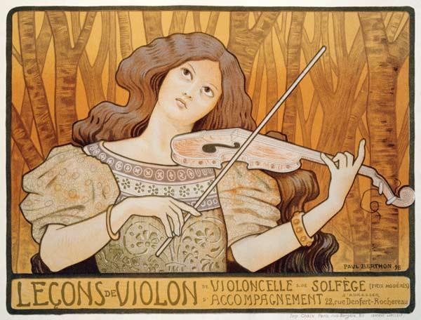 Reproduction of a poster advertising 'Violin Lessons', Rue Denfert-Rochereau, Paris, 1898