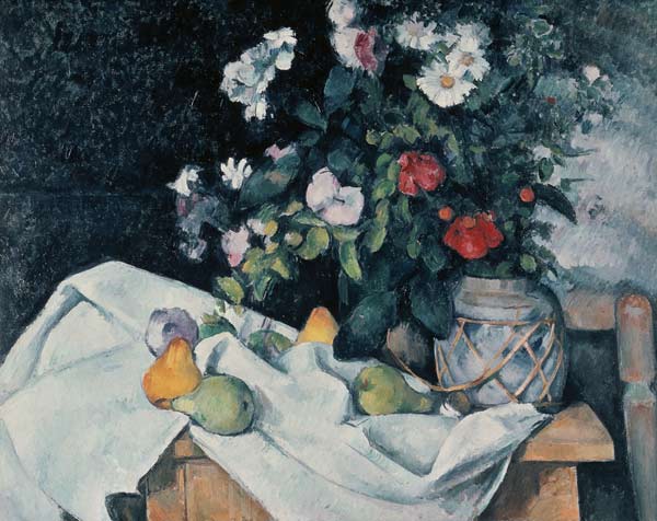 Stilleben mit Blumen u.Frücht von Paul Cézanne