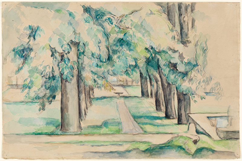 Le bassin et lallée des marronniers au Jas de Bouffan von Paul Cézanne