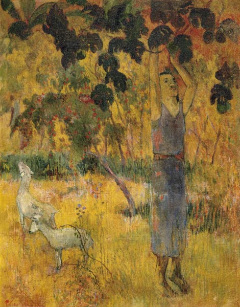 Man Picking Fruit from a Tree von Paul Gauguin