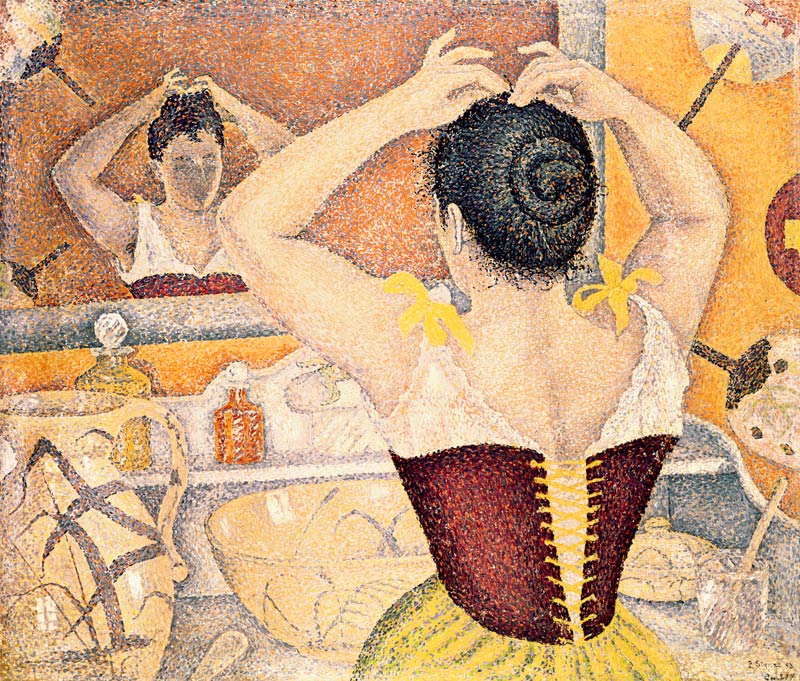 Woman at her toilette wearing a purple corset, 1893 von Paul Signac