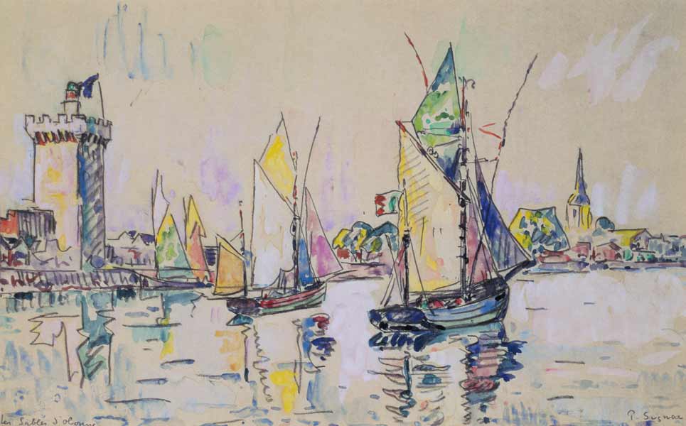 Sailing Boats at Les Sables-d'Olonne (w/c on paper) von Paul Signac