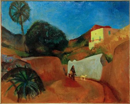 Spanish Landscape - Woman with Goat