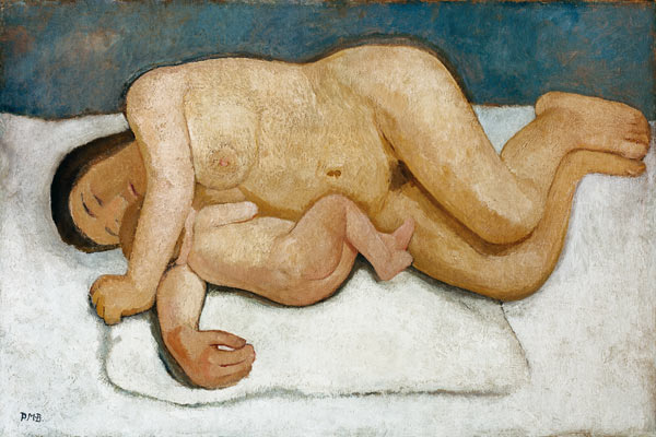 Mutter und Kind - Liegende Akte von Paula Modersohn-Becker