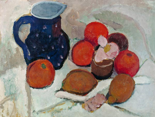 Stillleben mit blauem, weißgetüpfeltem Krug (II) von Paula Modersohn-Becker
