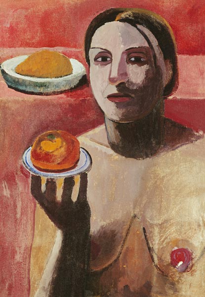 Halbakt einer Italienerin mit Teller von Paula Modersohn-Becker