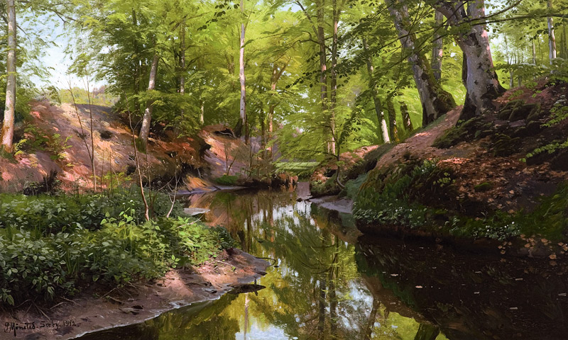 Sonniger Tag am Waldbach von Peder Mørk Mønsted