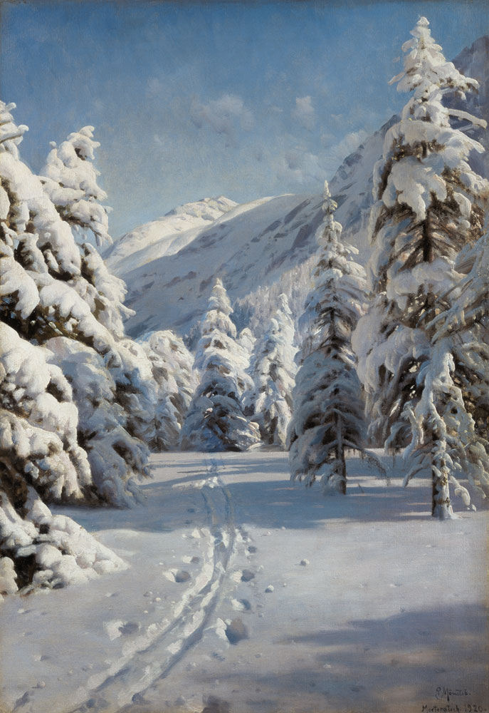 Winterlandschaft bei Morteratsch. von Peder Mørk Mønsted