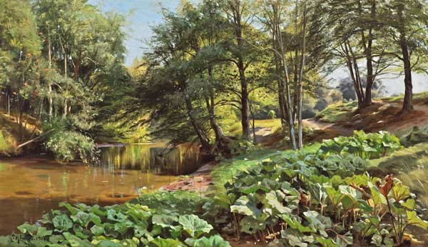 Sonniger Maitag am Waldbach von Peder Mørk Mønsted