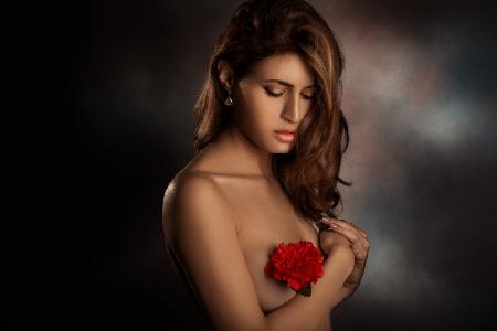 A red flower on the heart