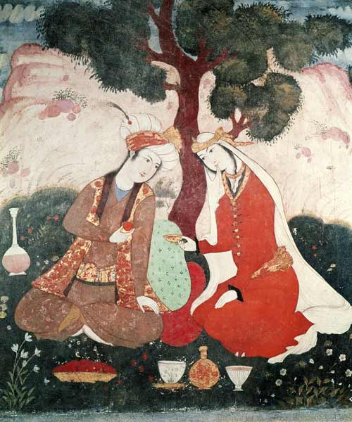Scene galante from the era of Shah Abbas I, 1585-1627 (detail) von Persian School