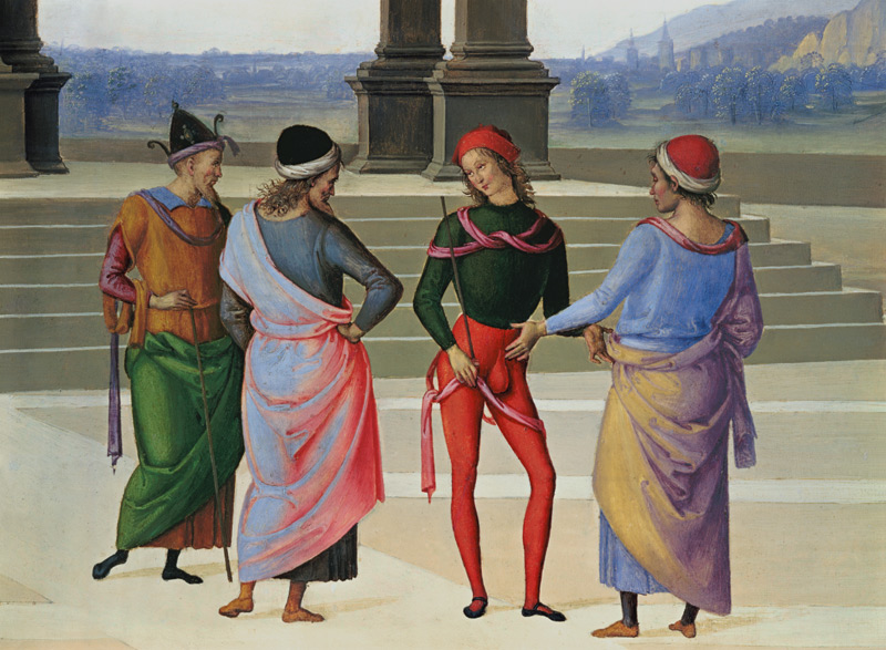 Detail aus Vermählung Mariae: Vier Männer von Perugino (eigentl. Pierto di Cristoforo Vanucci)