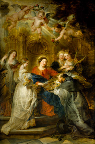 Ildefonso-Altar, Mittelbild: Maria erscheint dem hl. Ildefonso. von Peter Paul Rubens