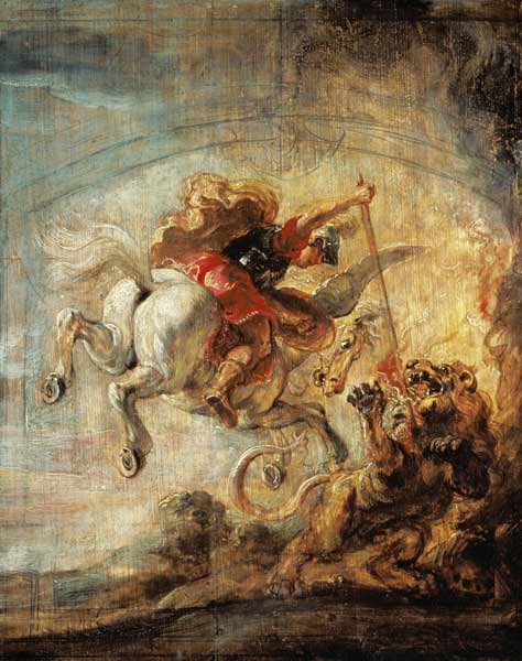 Bellerophon Riding Pegasus Fighting the Chimaera von Peter Paul Rubens