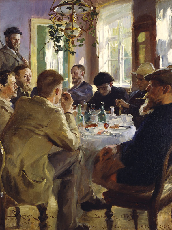 Künstleressen im Brøndum’s Hotel von Peder Severin Krøyer