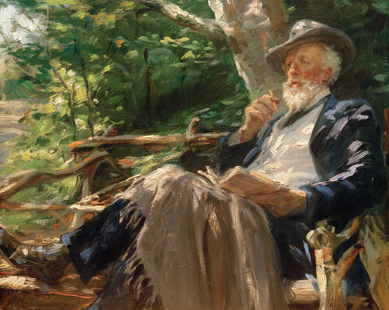 Porträt des Dichters Holger Drachmann im Skagener Forst von Peder Severin Krøyer