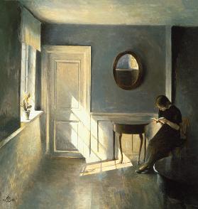 Girl Reading a Letter in an Interior