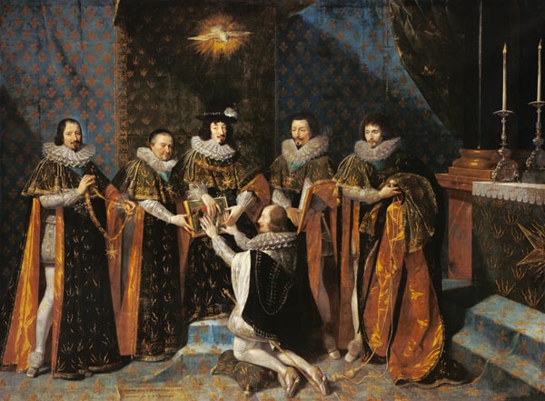 Louis XIII (1601-43) Receiving Henri d'Orleans (1595-1663) Duc de Longueville, into the Order of the von Philippe de Champaigne