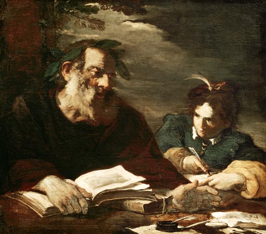 Homer diktiert seine Gedichte. von Pier Francesco Mola