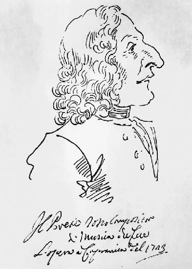 Karikatur Porträt von Antonio Vivaldi