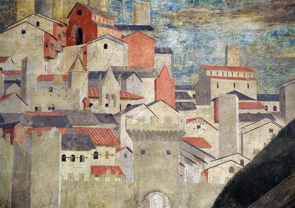 Detail of The Queen of Sheba Adoring the Bridge Made of the Wood of the True Cross, Jerusalem von Piero della Francesca