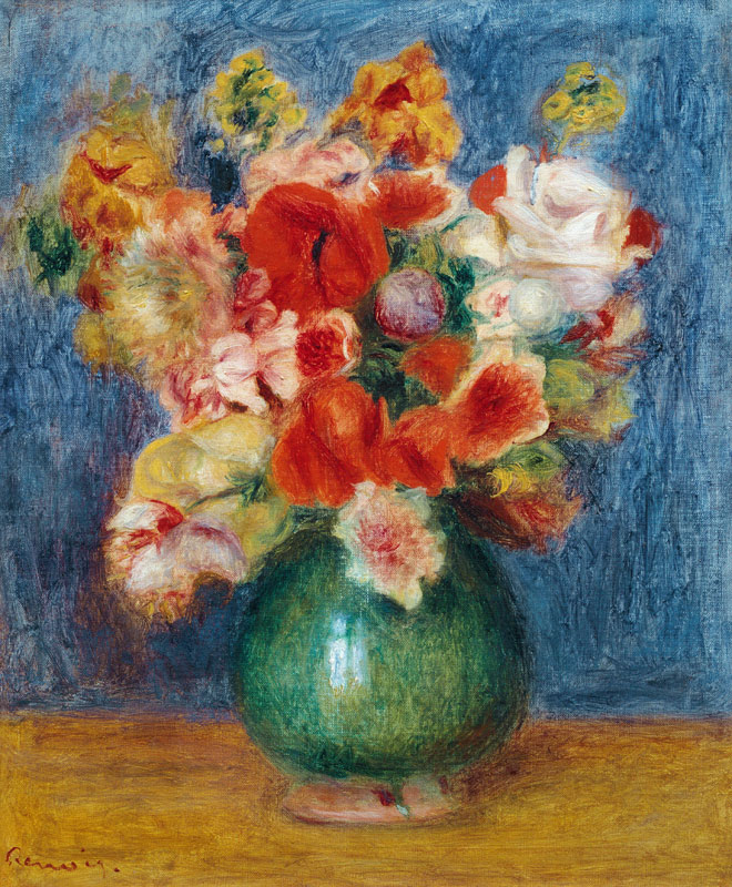 Still life with flowers in a green vase von Pierre-Auguste Renoir