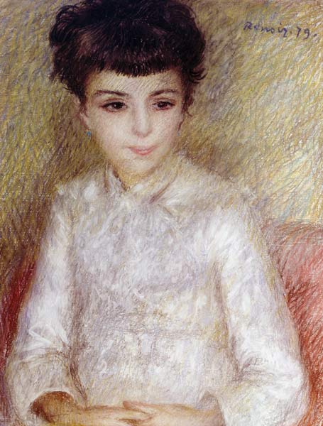 Bildnis eines Mädchens mit braunem Haar von Pierre-Auguste Renoir