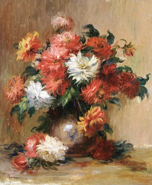 Stilleben mit Dahlien von Pierre-Auguste Renoir