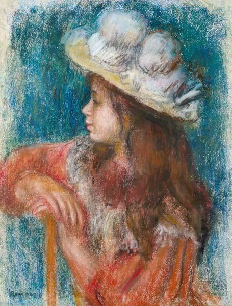 Seated Young Girl in a White Hat