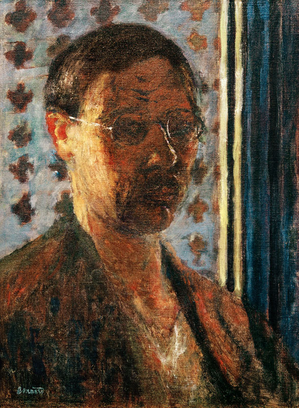 Autoportrait à contre-jour, papier à fleurs von Pierre Bonnard