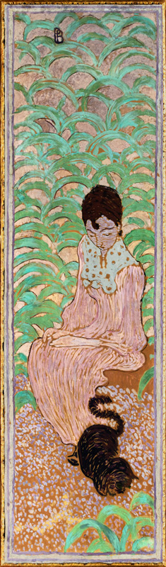 Frauen im Garten: Sitzende Frau mit Katze von Pierre Bonnard