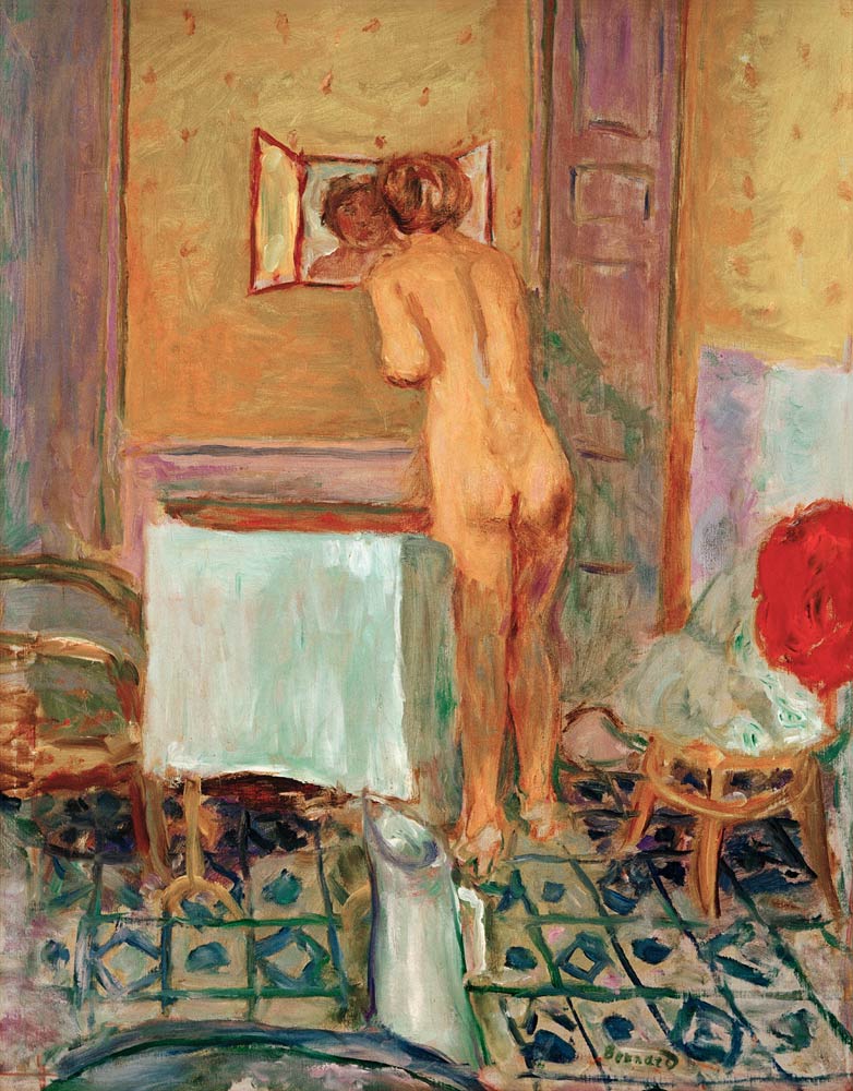 Nu à l’étoffe rouge ou Nu à la toilette von Pierre Bonnard