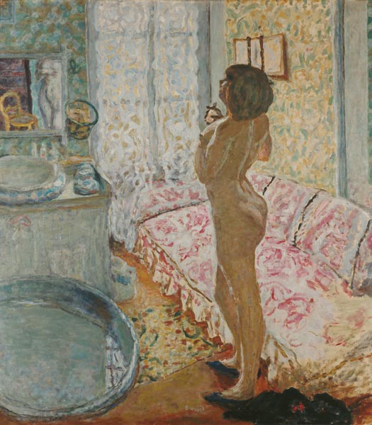 Toilettenzimmer mit rosafarbenem Kanapee von Pierre Bonnard