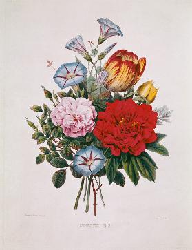 Bouquet N°3 mit Tulpe, Nelke, Winden und Pfingstrose