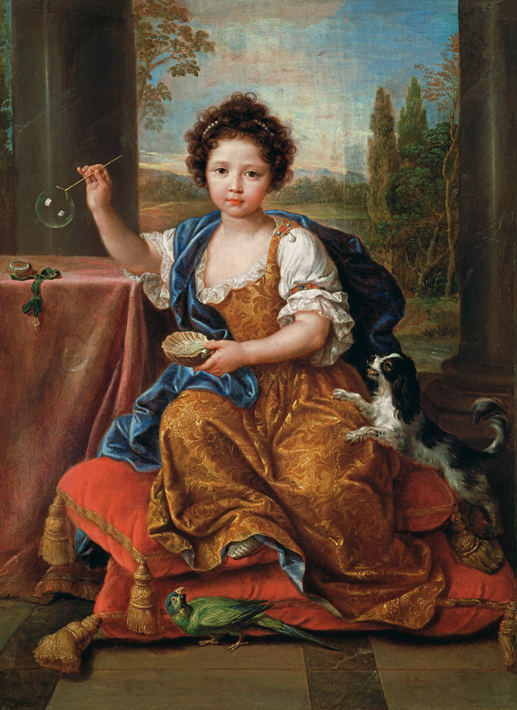 Marie-Anne de Bourbon (1666-1739) Mademoiselle de Blois, Blowing Soap Bubbles von Pierre Mignard